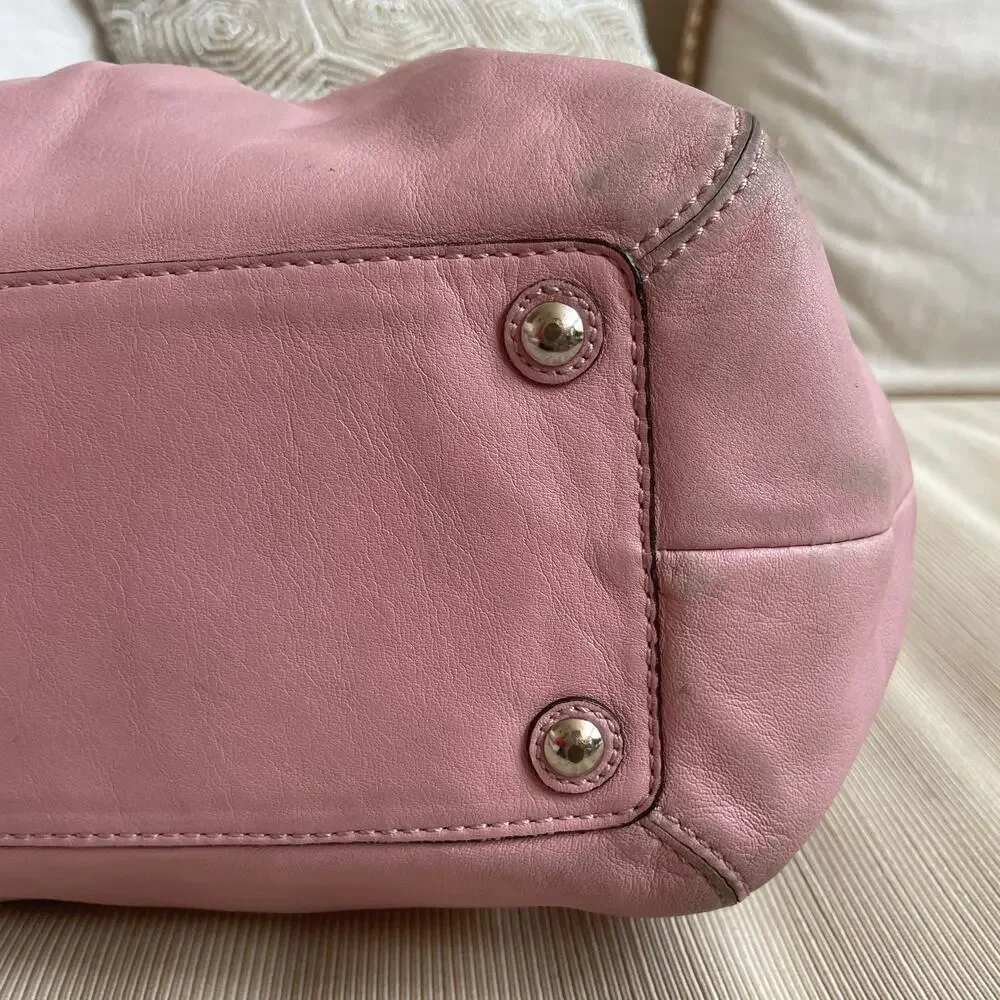 Rare 2009 Coach Soho Pleated Leather Tote F13732 Pink Y2K Shoulder Bag